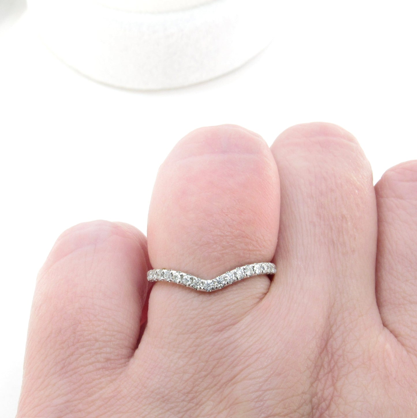 Anello con fede nuziale Moissanite abbinato con nidificazione curva con diamanti, zaffiro 14k, 18k, bianco, giallo, oro rosa, platino, anniversario personalizzato, regalo nuziale
