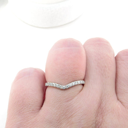 Anello con fede nuziale Moissanite abbinato con nidificazione curva con diamanti, zaffiro 14k, 18k, bianco, giallo, oro rosa, platino, anniversario personalizzato, regalo nuziale
