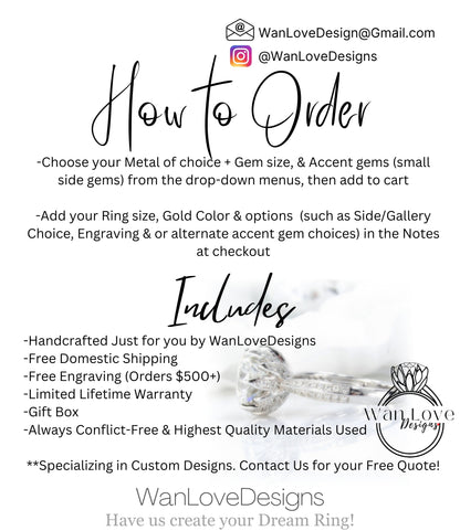 Cushion cut Blue Sapphire engagement ring rose gold celebrity vintage engagement ring woman 3 gem Wedding Bridal ring Anniversary gift Wan Love Designs