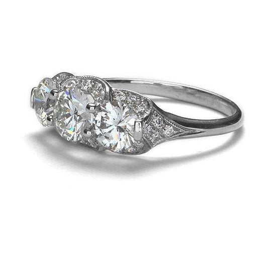 Custom Listing, Moissanite 3 GemStone Halo Engagement Ring-Round-1ct-6.5mm-4m-14k 18k Wan Love Designs