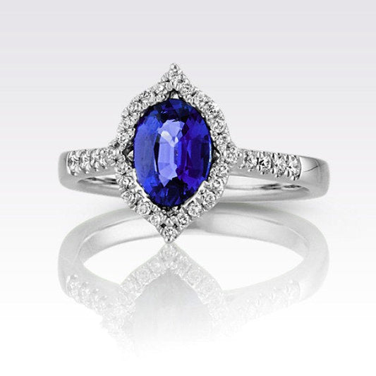 Custom Listing for, Blue Sapphire Diamond Oval Halo Engagement Ring-Unique-3ct-9x7mm Wan Love Designs