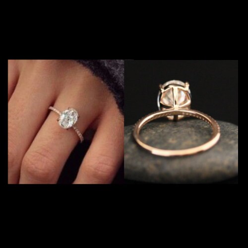 Custom Listing for Jillian White Sapphire & Diamond Oval Engagement Ring 13x10mm 14k Gold Wedding Anniversary Wan Love Designs