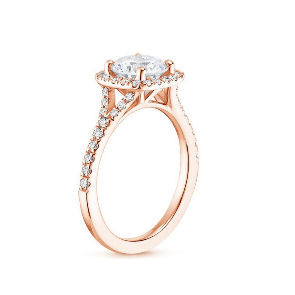 Custom Listing for Moissanite & Diamond Cushion Halo Split Shank Engagement Ring 2.4ct 8mm Rose Gold Wedding Anniversary Gift Wan Love Designs
