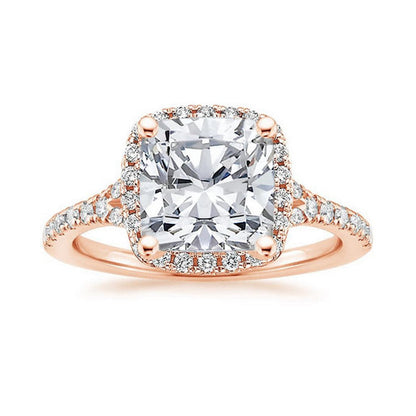 Custom Listing for Moissanite & Diamond Cushion Halo Split Shank Engagement Ring 2.4ct 8mm Rose Gold Wedding Anniversary Gift Wan Love Designs