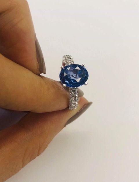 Custom for KoKo Sapphire & Moissanite Oval Engagement Ring, Custom Wan Love Designs