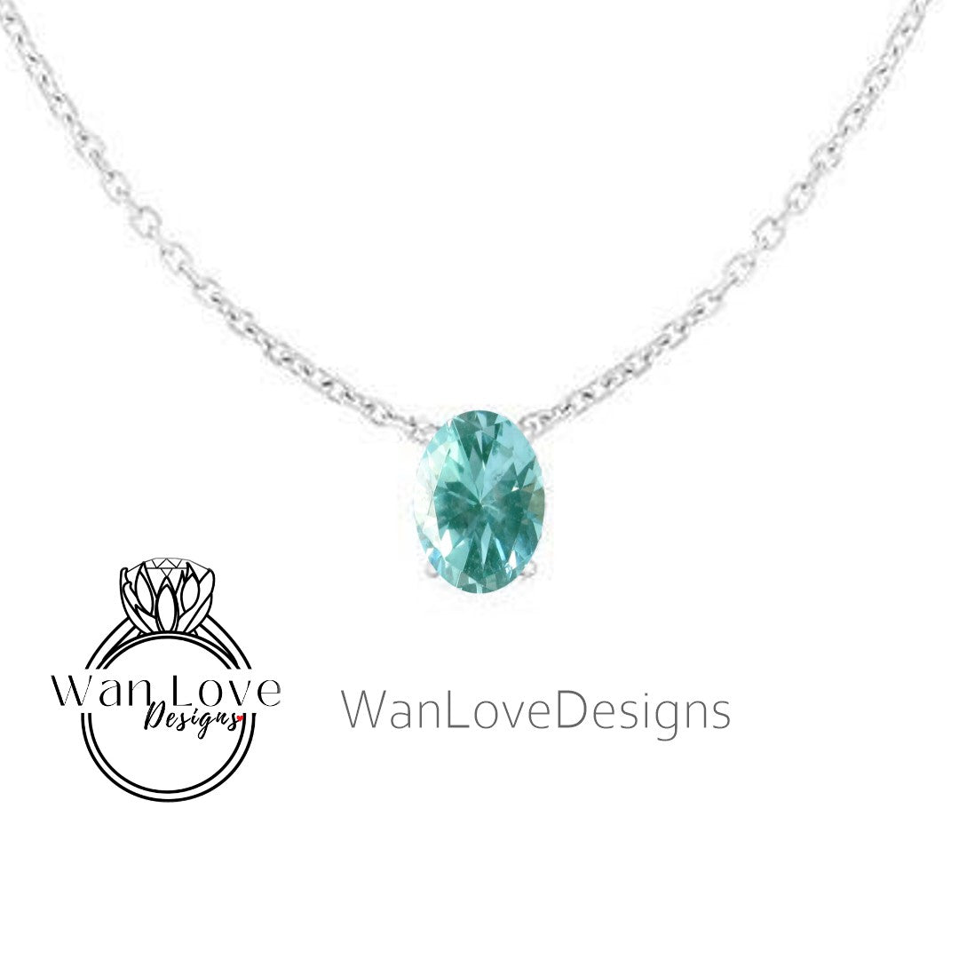 Custom for Maureen Teal Spinel Oval Necklace, Custom Wan Love Designs