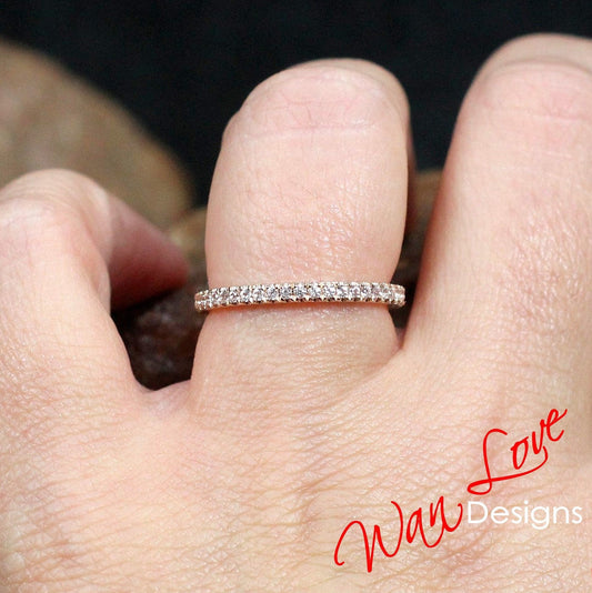 Diamond Almost Eternity Stacking 3/4 Eternity Wedding Band Ring 18k Rose Gold ring Engagement Anniversary promise ring 1.8mm, Ready to Ship Wan Love Designs