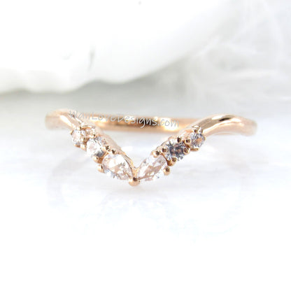 Diamond Contoured Bands/ 14K Solid Gold Band/Art Deco Moissanite Wedding Band/ Matching Band/ Stacking Ring/ Birthstone Rings/ Mom Rings Wan Love Designs