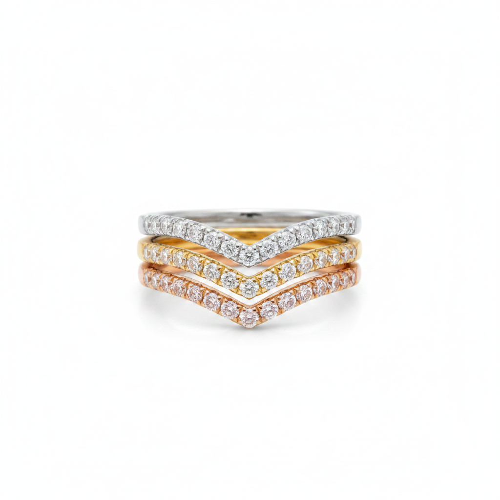 Diamond Curved Nesting Matching Moissanite Wedding Band Ring Sapphire 14k 18k White Yellow Rose Gold Platinum Custom Anniversary Bridal Gift