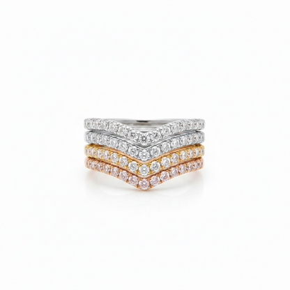 Diamond Curved Nesting Matching Moissanite Wedding Band Ring Sapphire 14k 18k White Yellow Rose Gold Platinum Custom Anniversary Bridal Gift