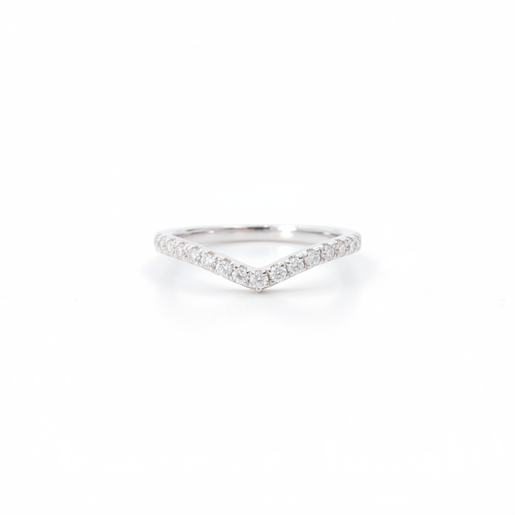 Diamond Curved Nesting Matching Moissanite Wedding Band Ring Sapphire 14k 18k White Yellow Rose Gold Platinum Custom Anniversary Bridal Gift