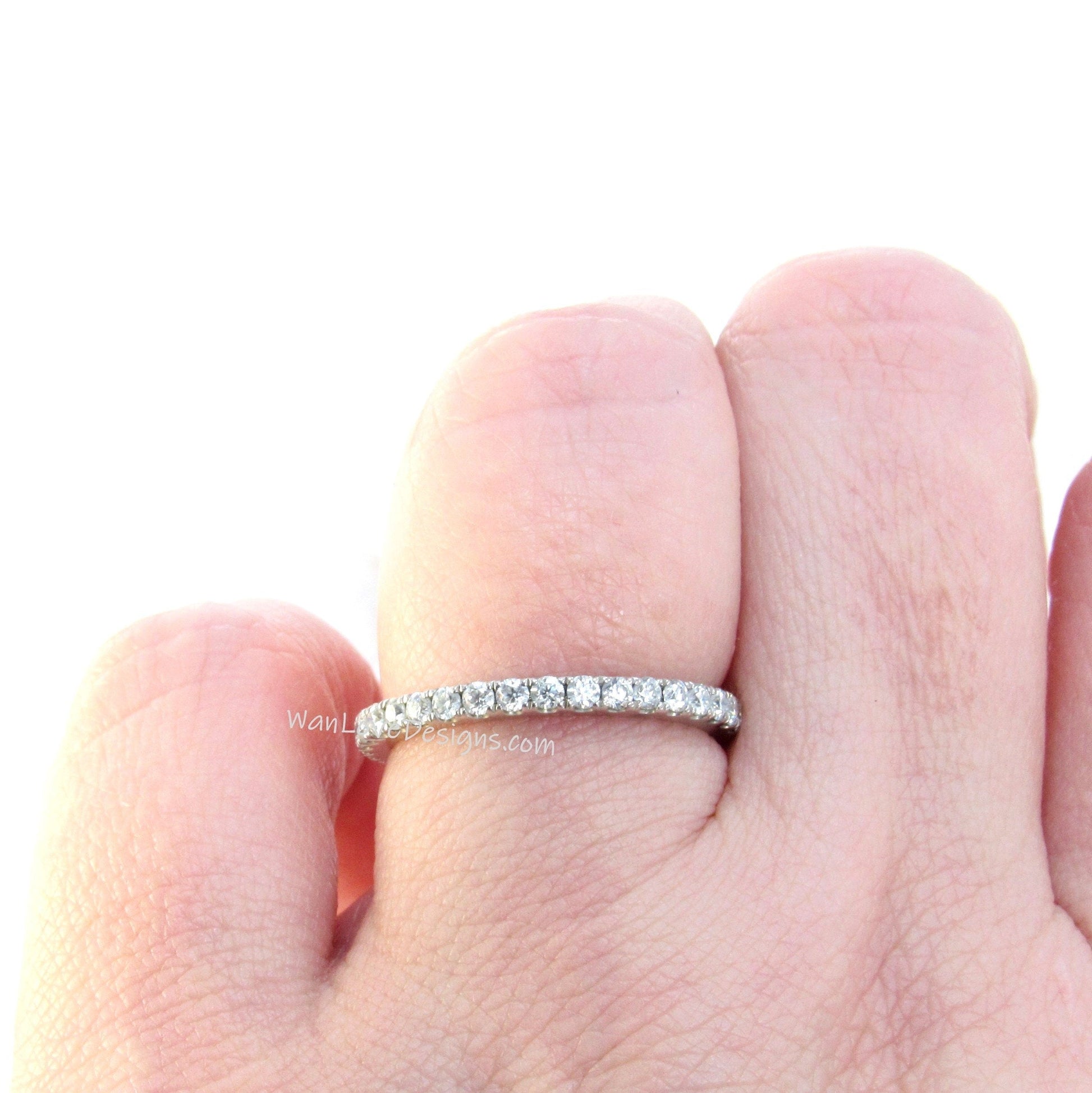 Diamond Gift Rings For Her/ Diamond Eternity Wedding Bands/ Handmade Jewelry/ Pave Stacking Ring/ Moissanite Matching Bands/ Minimalist Ring Wan Love Designs