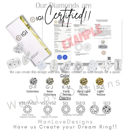 Diamond Round Bezel Set Engagement Ring 14k/18k White Gold, Art Deco Halo Bezel Engagement Ring, IGI Diamond Engagement Ring, Bezel Set Ring Wan Love Designs