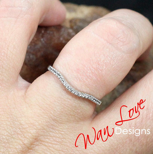 Diamond Womens Curved Wedding Band, Nesting Engagement Ring Band, Contoured Band, Curved Ring, Stacking Ring, Stackable Band, Gift for her Wan Love Designs