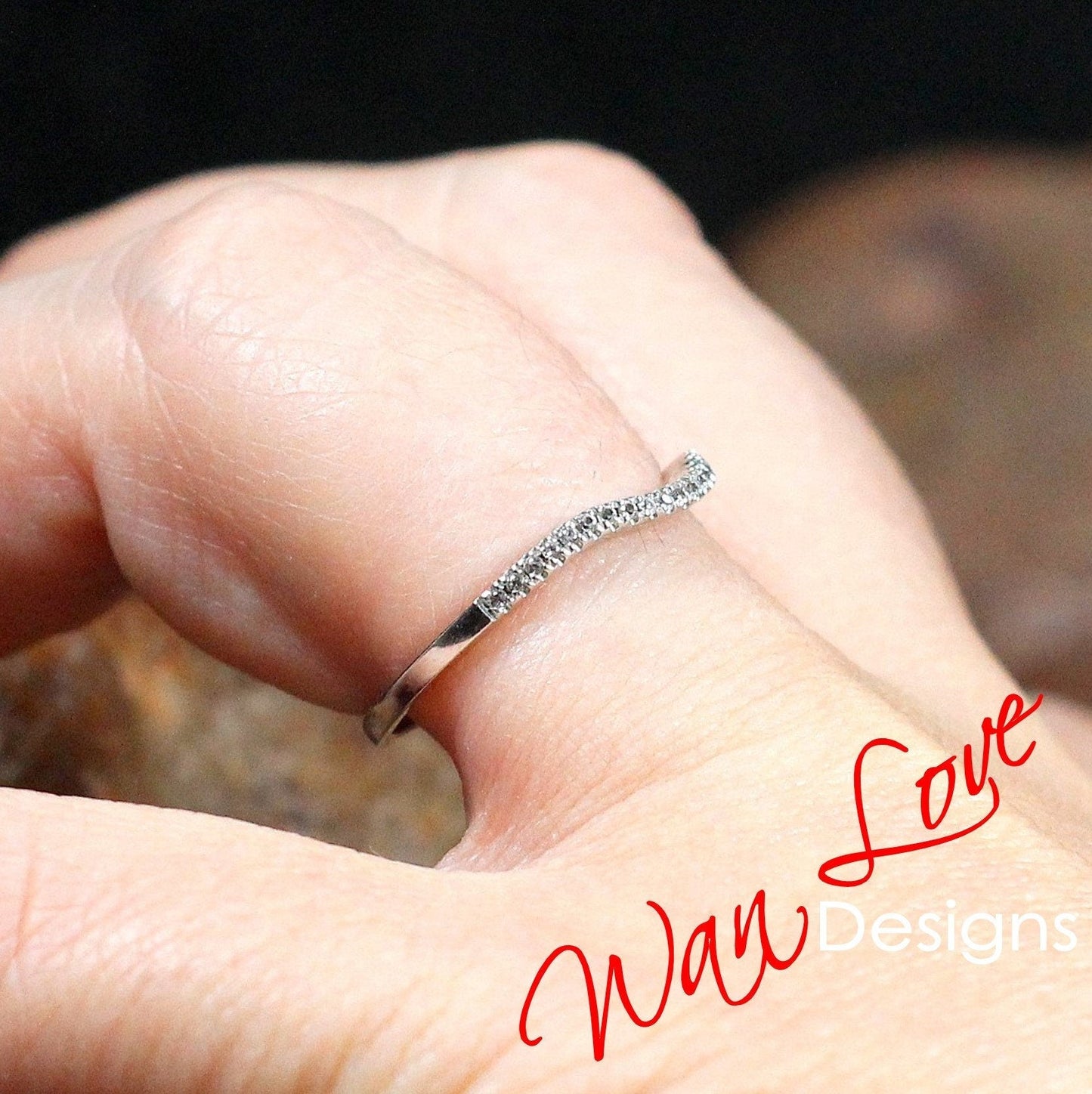 Diamond Womens Curved Wedding Band, Nesting Engagement Ring Band, Contoured Band, Curved Ring, Stacking Ring, Stackable Band, Gift for her Wan Love Designs