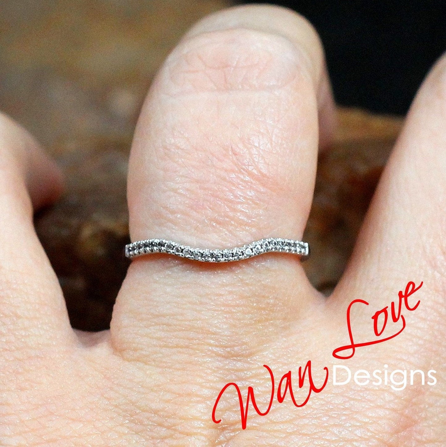 Diamond Womens Curved Wedding Band, Nesting Engagement Ring Band, Contoured Band, Curved Ring, Stacking Ring, Stackable Band, Gift for her Wan Love Designs