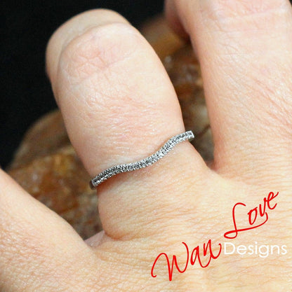 Diamond Womens Curved Wedding Band, Nesting Engagement Ring Band, Contoured Band, Curved Ring, Stacking Ring, Stackable Band, Gift for her Wan Love Designs