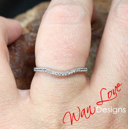 Diamond Womens Curved Wedding Band, Nesting Engagement Ring Band, Contoured Band, Curved Ring, Stacking Ring, Stackable Band, Gift for her Wan Love Designs