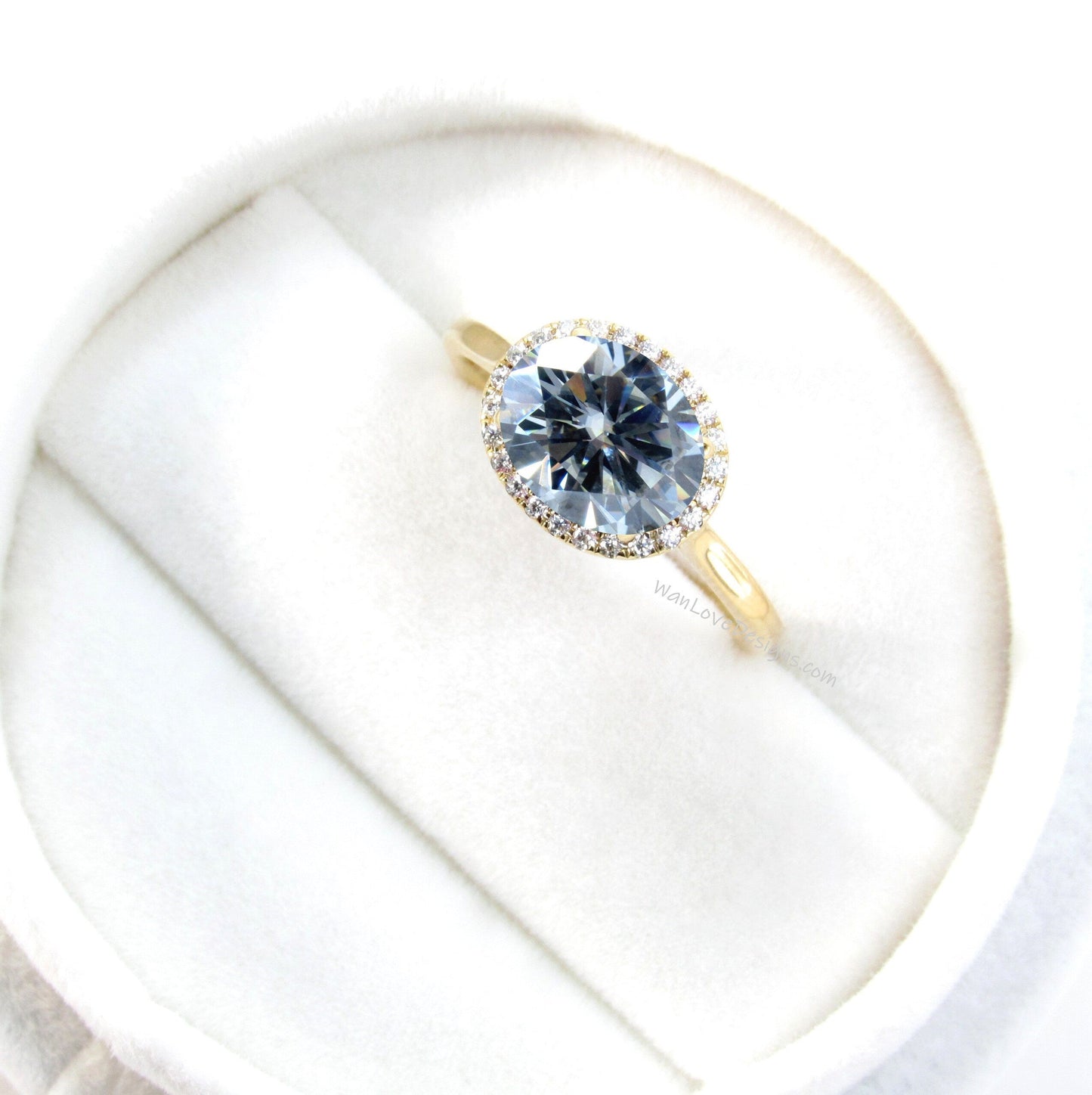 East West Oval halo Moissanite diamond Engagement Ring, Vintage 14K 18K Rose Gold Art Deco Oval Gray moissanite diamond halo bridal ring Wan Love Designs