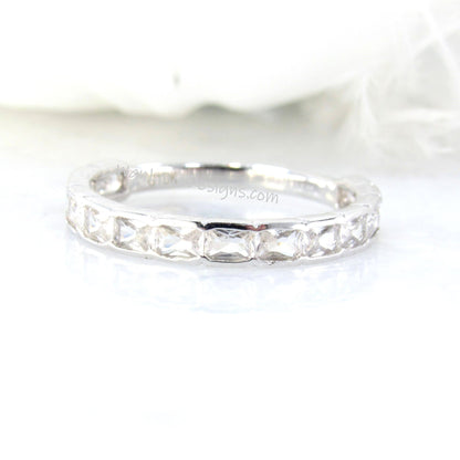 Emerald cut East West Ring in Gold • Baguette Moissanite Eternity Band • WITH OR WITHOUT Milgrain Ring • Wedding Ring • Bold Stacking Ring Wan Love Designs