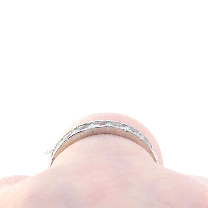 Emerald cut East West Ring in Gold • Baguette Moissanite Eternity Band • WITH OR WITHOUT Milgrain Ring • Wedding Ring • Bold Stacking Ring Wan Love Designs