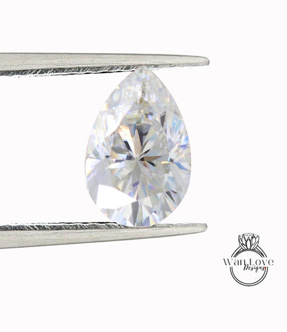 Upgrade to Pear Diamond, Sapphire, Emerald, Alexandrite, Moissanite, Spinel, or Ruby Center Gem -Blue, Pink, White, Green, Purple Color Change (Alexandrite Color), Grey, Black, Aquamarine Light Blue, Red