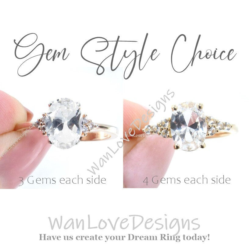 Gray Moissanite Oval cut engagement ring vintage Unique Round cut diamond Cluster Moissanite gold engagement ring women Bridal gift Wan Love Designs