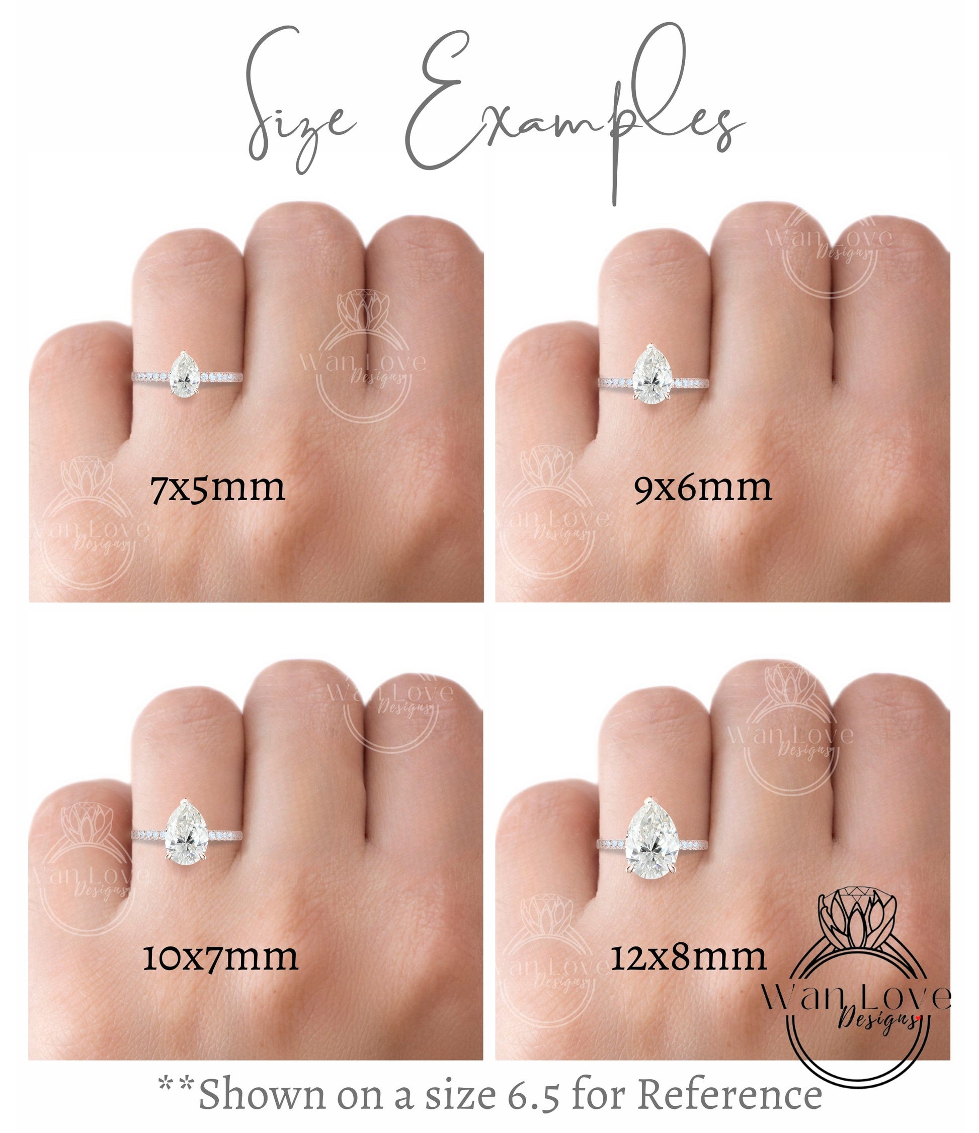 Grey Moissanite Pear Tapered Baguette Engagement Ring 3 Gem stone Custom,Wedding,14k 18k Gold,Platinum,Anniversary, WanLoveDesigns Wan Love Designs