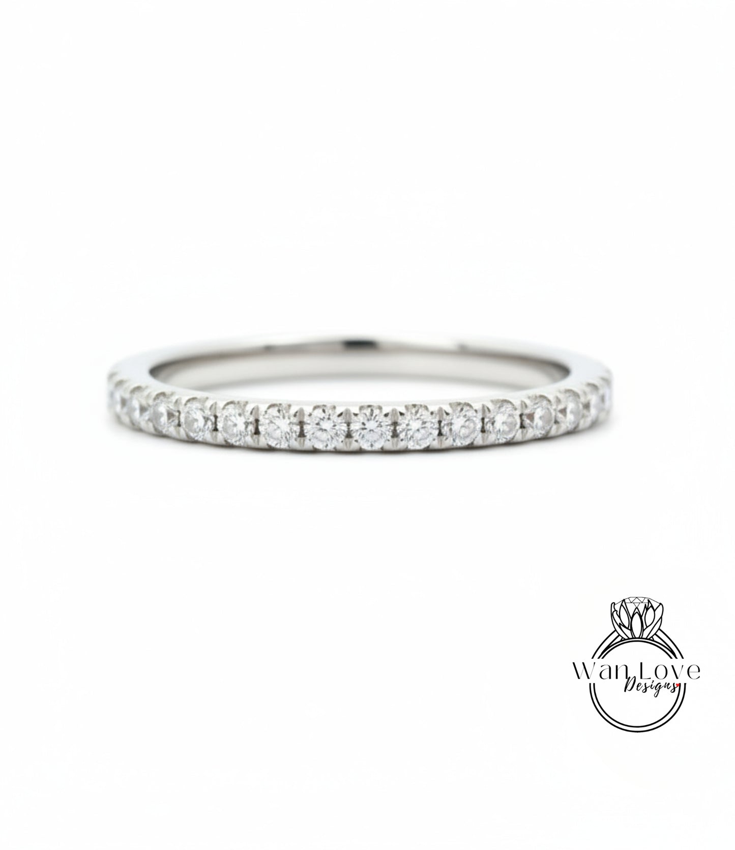 White Sapphire Wedding Band Half Eternity Ring Stacking ring sapphire wedding ring promise engagement aniversary wedding band gift for her