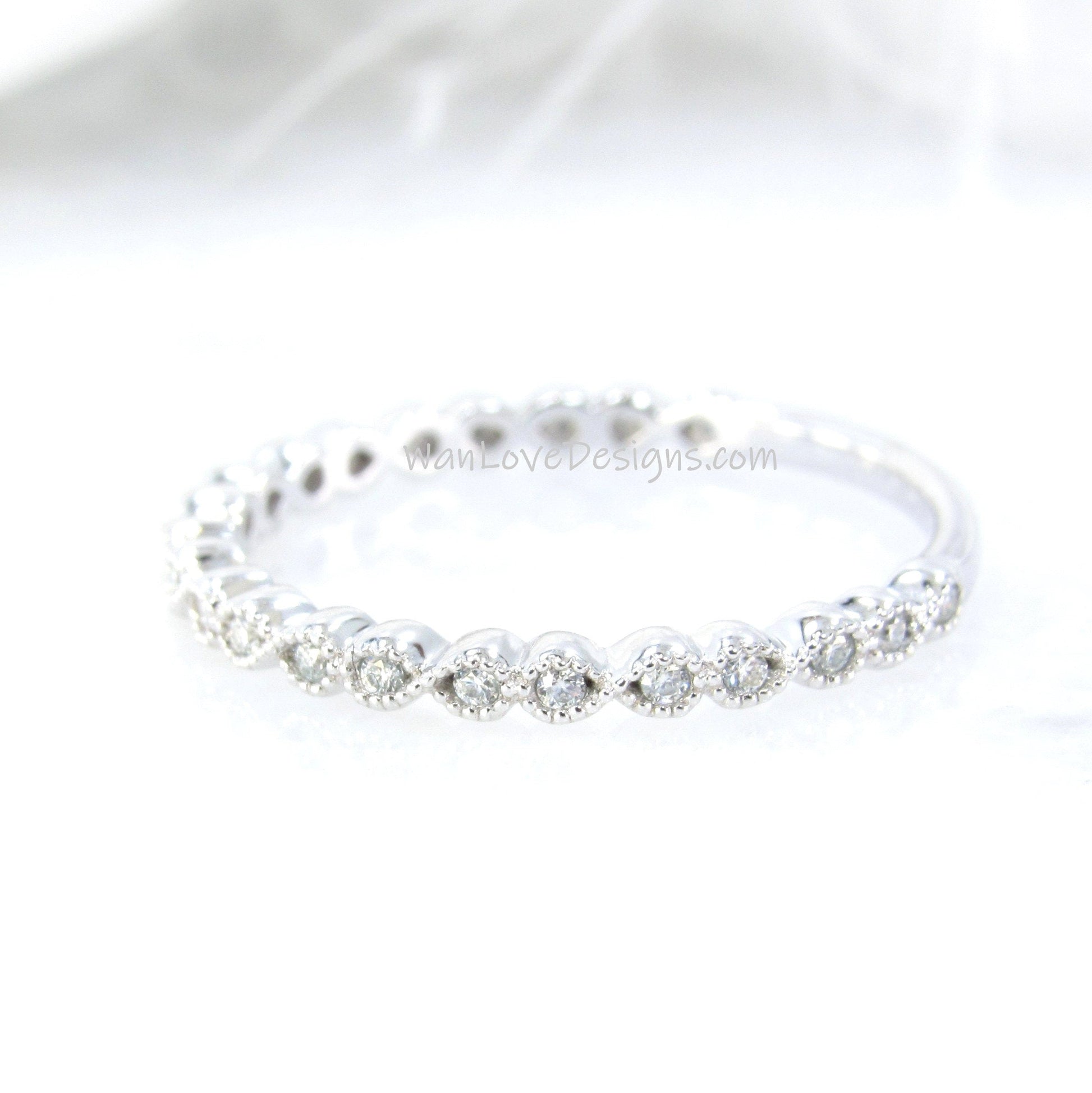 Infinity Bezel Diamond Matching Bands/ Moissanite Stackable Rings/ Minimalist Rings/ Round Wedding Bands/ Womans Rings/ Bridal Stacking Ring Wan Love Designs
