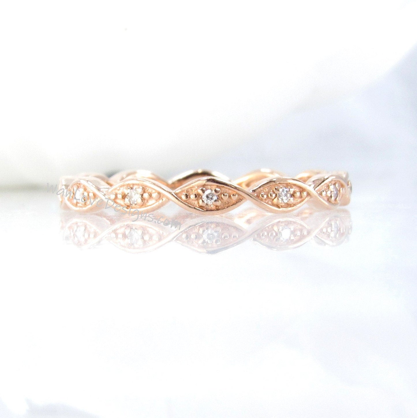 Infinity DNA Wedding Ring/ Gem Wedding Band/ Twisted Stacking Ring/ Gold Matching Ring/ Diamond Ring/ Birthday Gift/ Unique Wedding Band Wan Love Designs