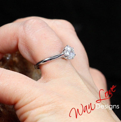 Lab Diamond Trellis Engagement Ring CZ Cubic Zirconia ring Round Brilliant cut 6 prong ring anniversary bridal promise ring-Ready to ship Wan Love Designs