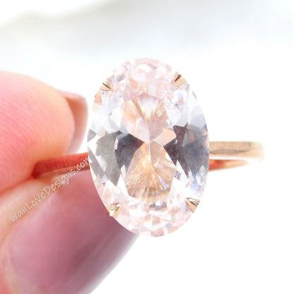 Light Pink Sapphire Oval Engagement Ring, 9ct, 15x10mm, 14k 18k White Yellow Rose Gold, Platinum, Wedding, Anniversary Gift,Custom Celebrity Wan Love Designs