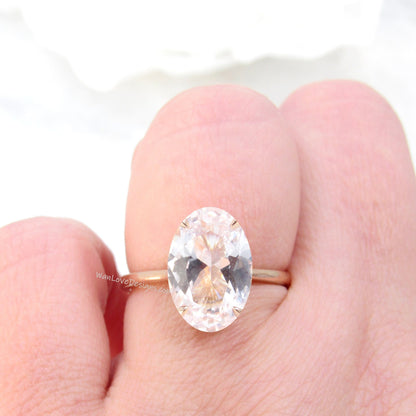 Light Pink Sapphire Oval Engagement Ring, 9ct, 15x10mm, 14k 18k White Yellow Rose Gold, Platinum, Wedding, Anniversary Gift,Custom Celebrity Wan Love Designs