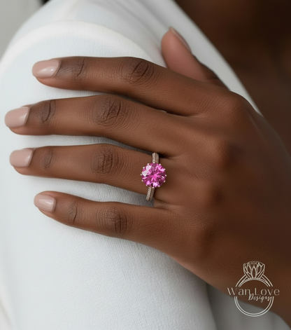 Lotus Flower Pink Moissanite Diamond Engagement Ring vintage Round Lotus rose gold ring unique antique ring wedding bridal promise ring gift