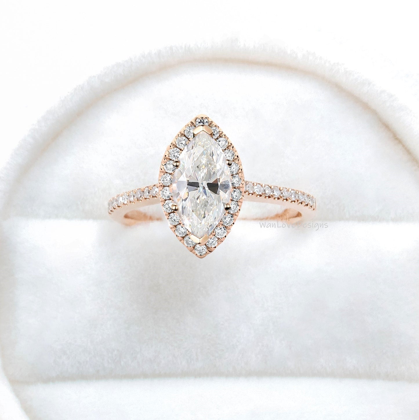Marquise cut lab diamond engagement ring halo ring vintage certified diamond ring rose gold ring art deco ring promise ring anniversary gift Wan Love Designs