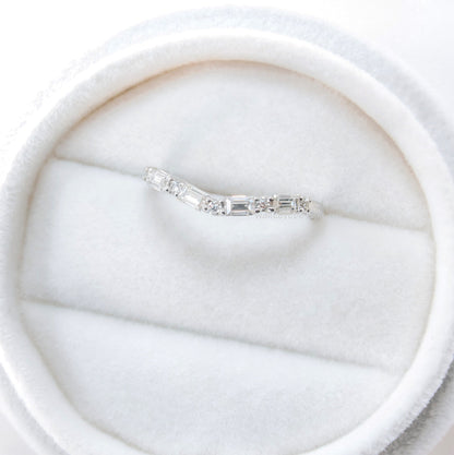 Moissanite Baguette Halfway Eternity Ring • Curved V Ring • Engagement Ring • Anniversary Ring • Birthstone Mothers Day Gift • Ready to Ship Wan Love Designs