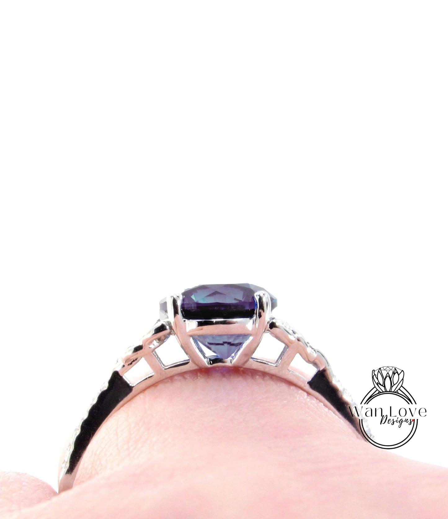 Natural Black Sapphire Diamond Double Celtic Knot Round Engagement Ring, 1ct, 6mm, Custom,Wedding,Anniversary,14k 18k White Rose Yellow Gold Wan Love Designs