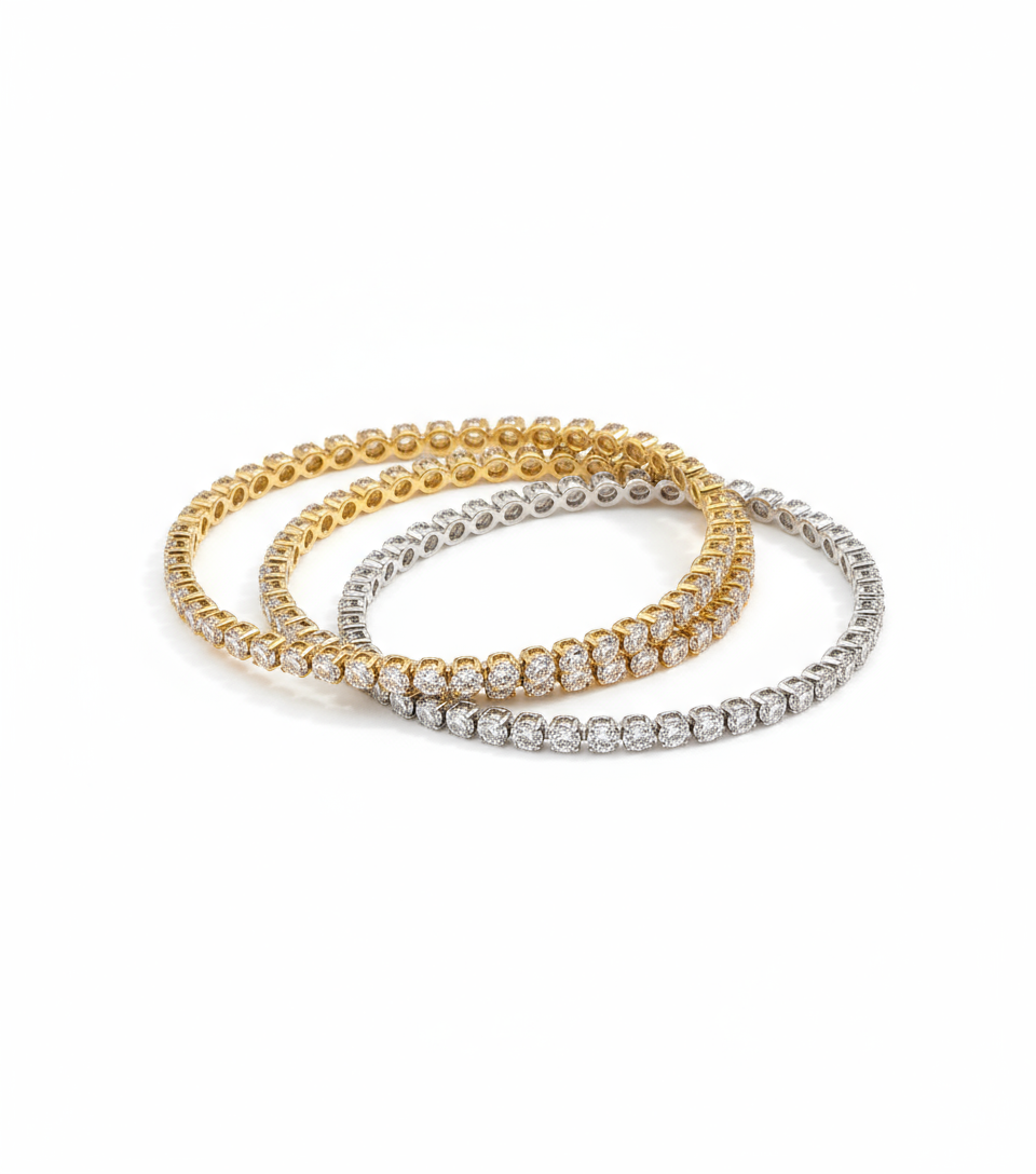 Bracciale con diamanti Moissanite in oro bianco 14k/5 ct. Bracciale tennis/Bracciale Moissanite da donna/Gioielli per matrimonio nuziale/Regalo di anniversario per lei