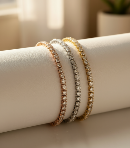 Bracciale con diamanti Moissanite in oro bianco 14k/5 ct. Bracciale tennis/Bracciale Moissanite da donna/Gioielli per matrimonio nuziale/Regalo di anniversario per lei