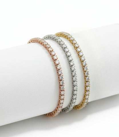 Bracciale con diamanti Moissanite in oro bianco 14k/5 ct. Bracciale tennis/Bracciale Moissanite da donna/Gioielli per matrimonio nuziale/Regalo di anniversario per lei