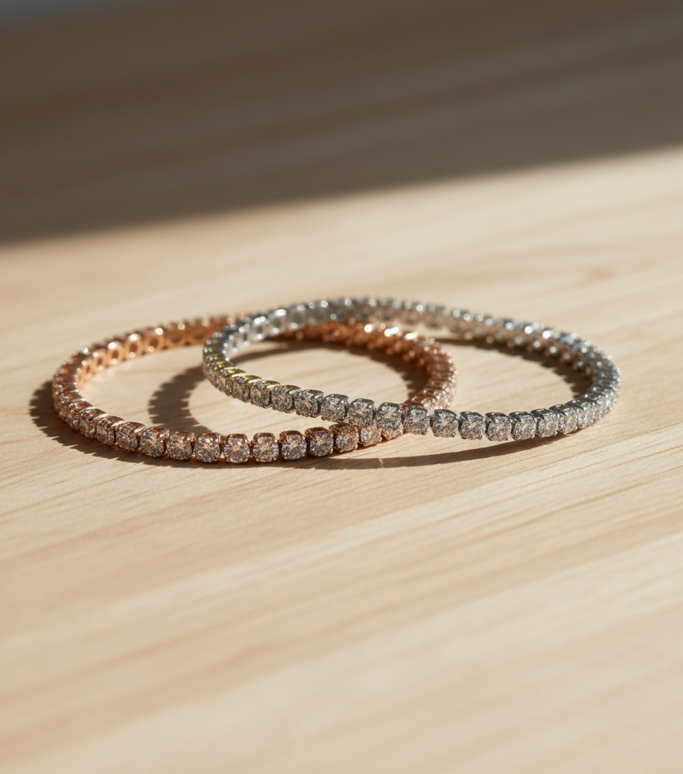 Bracciale con diamanti Moissanite in oro bianco 14k/5 ct. Bracciale tennis/Bracciale Moissanite da donna/Gioielli per matrimonio nuziale/Regalo di anniversario per lei