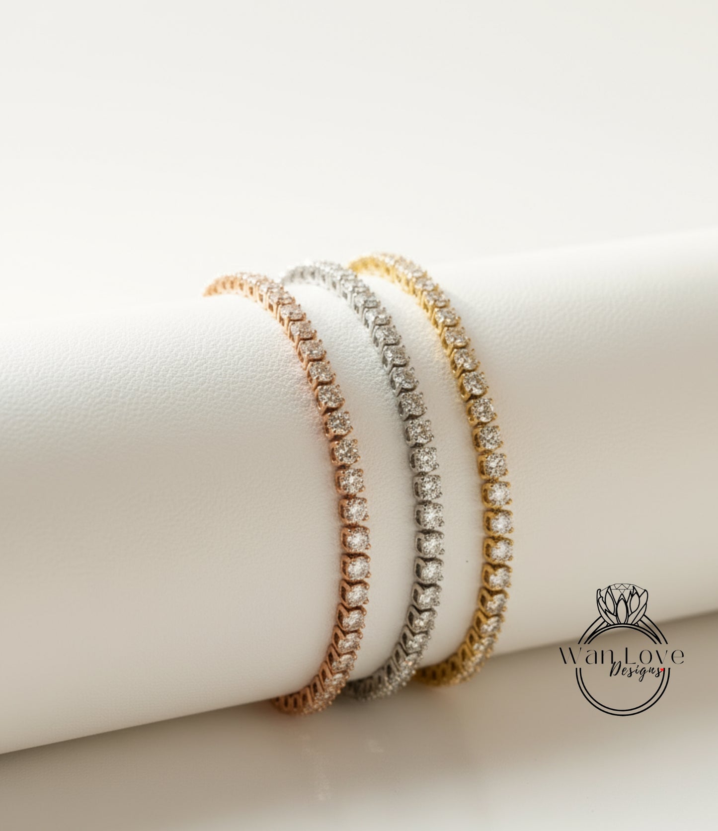 Bracciale con diamanti Moissanite in oro bianco 14k/5 ct. Bracciale tennis/Bracciale Moissanite da donna/Gioielli per matrimonio nuziale/Regalo di anniversario per lei