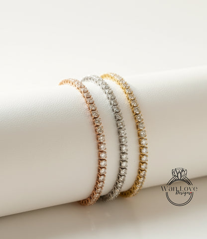 Bracciale con diamanti Moissanite in oro bianco 14k/5 ct. Bracciale tennis/Bracciale Moissanite da donna/Gioielli per matrimonio nuziale/Regalo di anniversario per lei