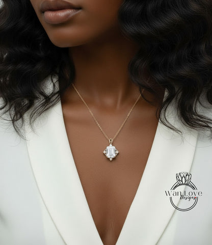 Moissanite & Diamond Necklace | 18k Gold Chains | Genuine Moissanite | Customizable Birthstone Necklace | Unique Vintage Necklace | Gift For Her