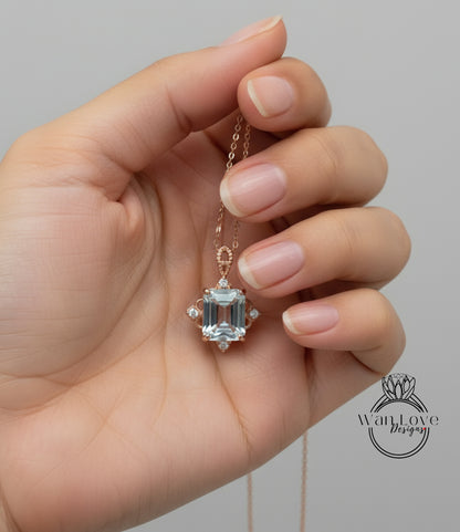 Moissanite & Diamond Necklace | 18k Gold Chains | Genuine Moissanite | Customizable Birthstone Necklace | Unique Vintage Necklace | Gift For Her