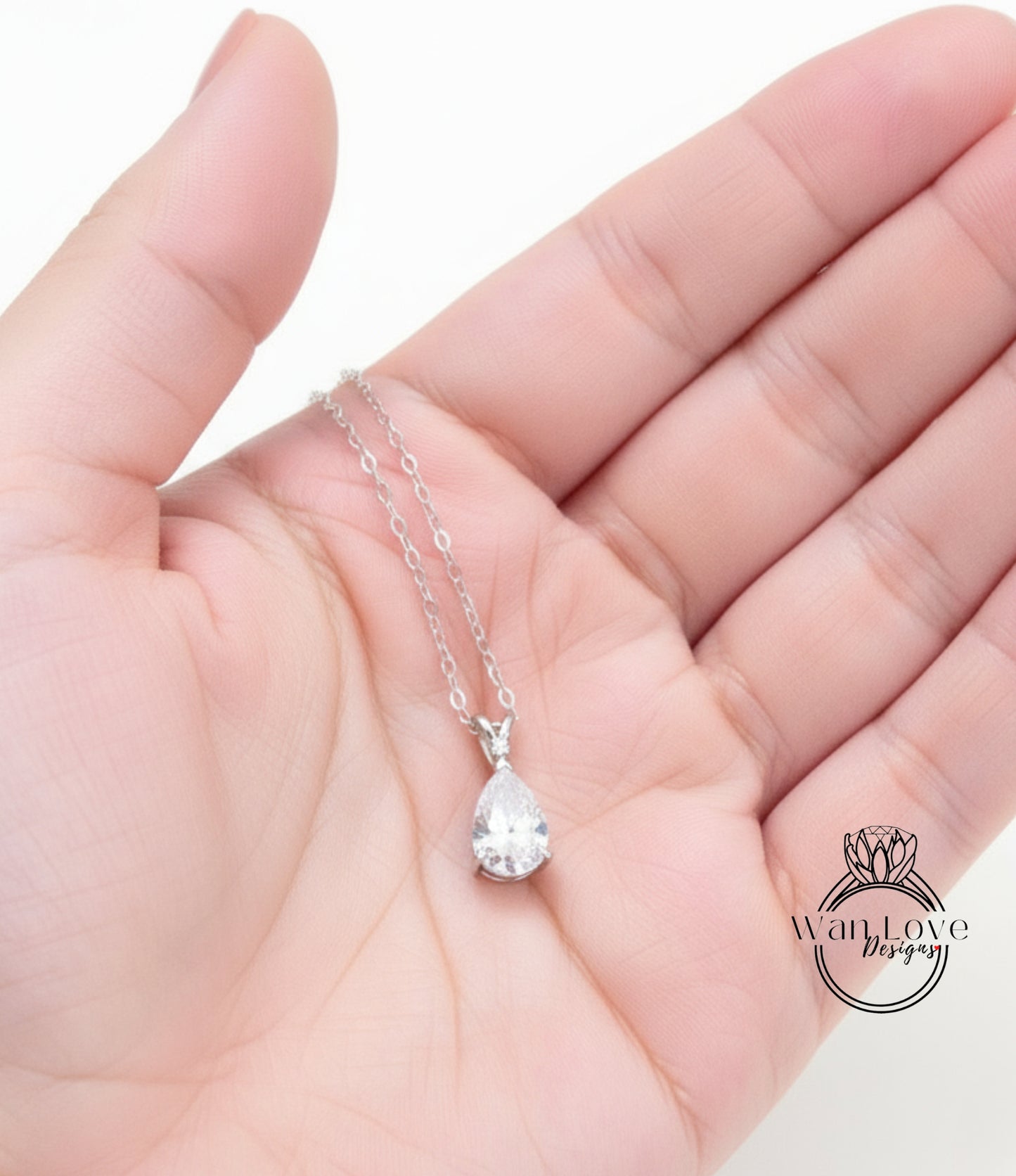 Diamond Pear Pendant 14k Gold Necklace, Moissanite Pendant, Solitaire Ladies Necklace, Tear Drop Shape Pendant, Birthstone Pear Shaped Necklace, Bridal Wedding Jewelry, Anniversary gift