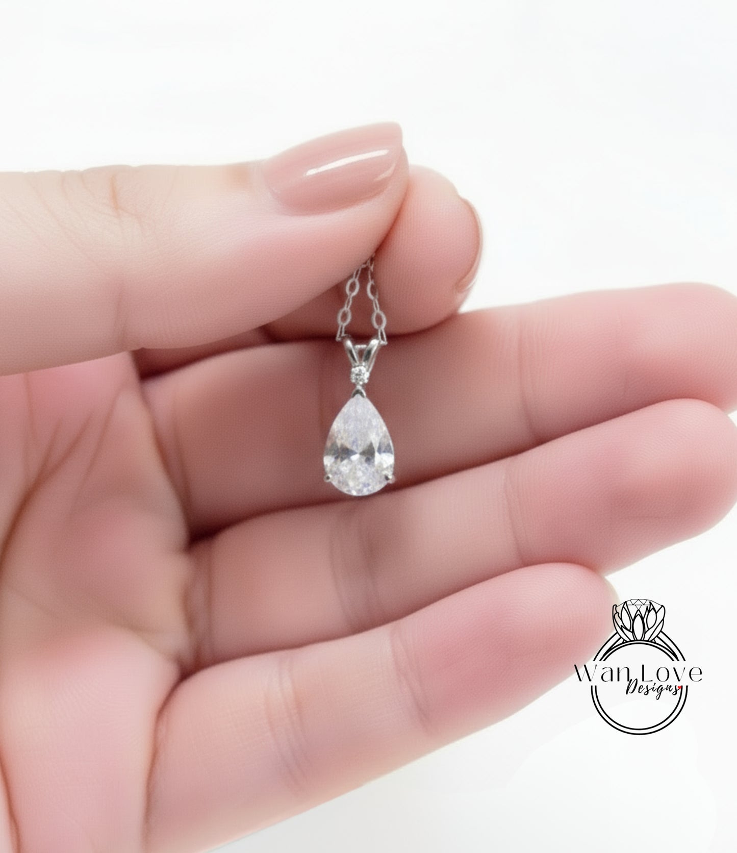 Diamond Pear Pendant 14k Gold Necklace, Moissanite Pendant, Solitaire Ladies Necklace, Tear Drop Shape Pendant, Birthstone Pear Shaped Necklace, Bridal Wedding Jewelry, Anniversary gift