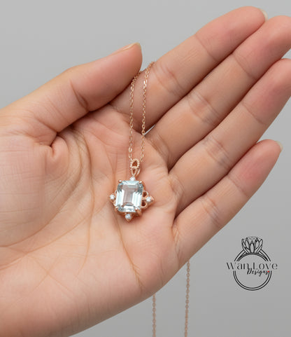 Moissanite & Diamond Necklace | 18k Gold Chains | Genuine Moissanite | Customizable Birthstone Necklace | Unique Vintage Necklace | Gift For Her