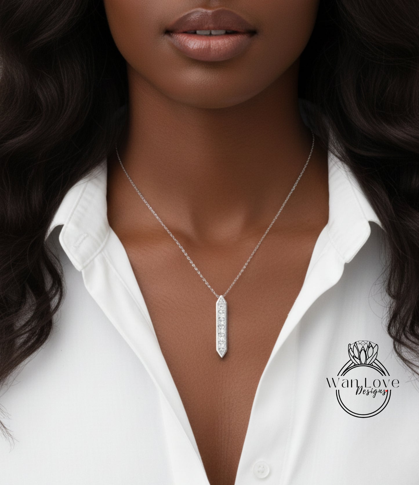 East West 2 vie orizzontale o verticale Princess Trillion Moissanite bianco rosa blu zaffiro rubino smeraldo collana con 8 gemme fascino personalizzato